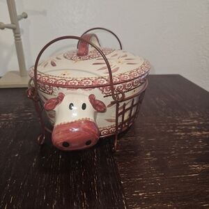 SOLD Temp-Tations Red and Cream Decorative Accent Ornament